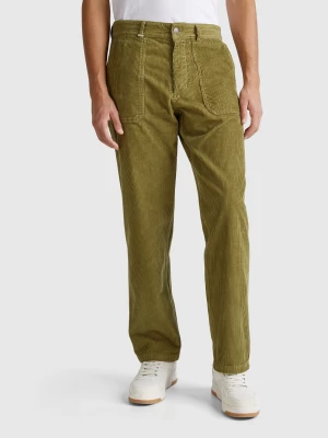 Benetton, Worker-style Velvet Trousers, size 54, Military Green, Men United Colors of Benetton