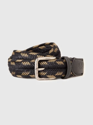 Benetton, Woven Jute Belt, Black, Men United Colors of Benetton