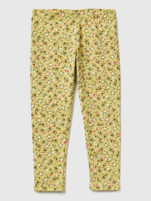 Benetton, Yellow Floral Leggings, Size: 82, Yellow, Kids United Colors of Benetton