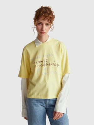 Benetton, Yellow T-shirt With Coco Capitán Print, Size: XS, Yellow, Women United Colors of Benetton