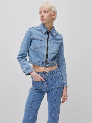 Benetton, Zip-up Denim Jacket, Size: XS, Light Blue, Women United Colors of Benetton