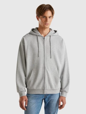 Benetton, Zip-up Hoodie In Cotton, size M, Light Gray, Men United Colors of Benetton