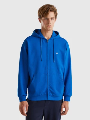 Benetton, Zip-up Hoodie In Cotton, size XL, Bright Blue, Men United Colors of Benetton