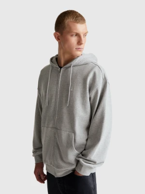 Benetton, Zip-up Hoodie In Cotton, Size: S, Light Gray, Men United Colors of Benetton