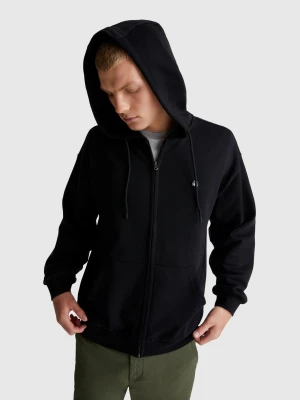 Benetton, Zip-up Hoodie In Cotton, Size: XL, Black, Men United Colors of Benetton