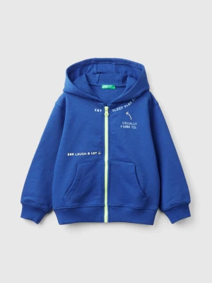 Benetton, Zip-up Sweatshirt With Print, size 116, Bright Blue, Kids United Colors of Benetton