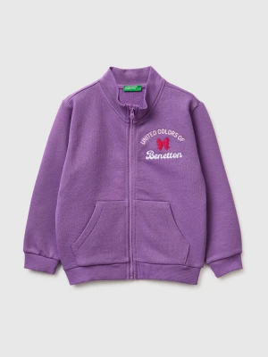 Benetton, Zip-up Sweatshirt With Print, Size: 116, Purple, Kids United Colors of Benetton