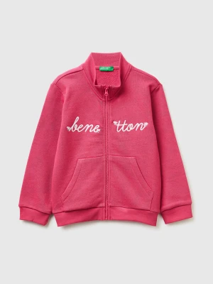 Benetton, Zip-up Sweatshirt With Print, Size: 116, Fuchsia, Kids United Colors of Benetton