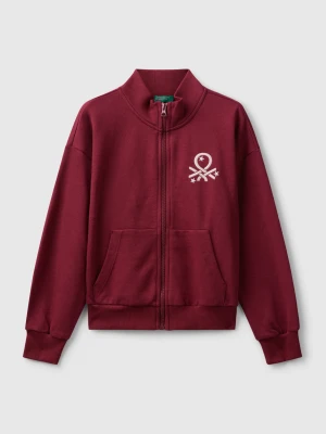 Benetton, Zip-up Sweatshirt With Print, size XL, Burgundy, Kids United Colors of Benetton