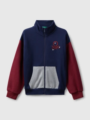 Benetton, Zip-up Sweatshirt With Print, Size: XL, Dark Blue, Kids United Colors of Benetton