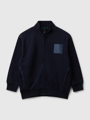 Benetton, Zip-up Sweatshirt With Thick Print, size 116, Dark Blue, Kids United Colors of Benetton