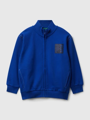 Benetton, Zip-up Sweatshirt With Thick Print, Size: 82, Bright Blue, Kids United Colors of Benetton