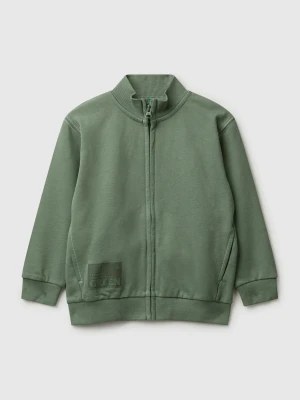 Benetton, Zip-up Sweatshirt With Thick Print, Size: 90, Military Green, Kids United Colors of Benetton