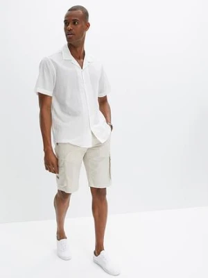 Bermudy bojówki z elastyczną gumką w talii i paskiem, regular fit bonprix