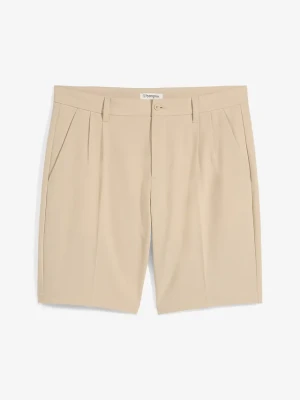 Bermudy chino z zakładkami poniżej talii, regular fit BonPrix beżowy