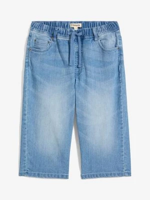 Bermudy chłopięce z gumką w talii Slim Fit BonPrix niebieski