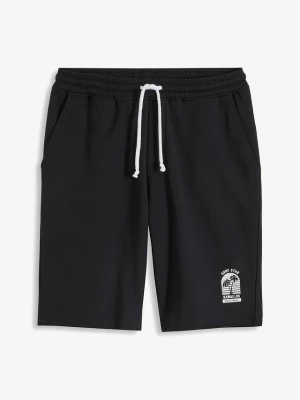 Bermudy dresowe z brzegami bez obszycia, z bawełny organicznej, Loose Fit BonPrix czarny
