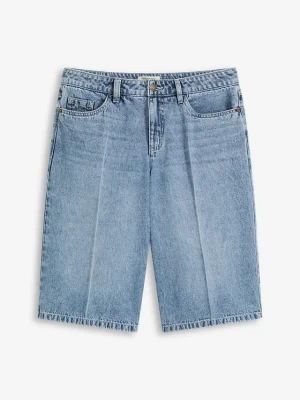 Bermudy jeansowe ze średnim stanem BonPrix niebieski