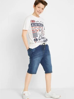 Bermudy dżinsowe na gumce o kroju regular fit bonprix