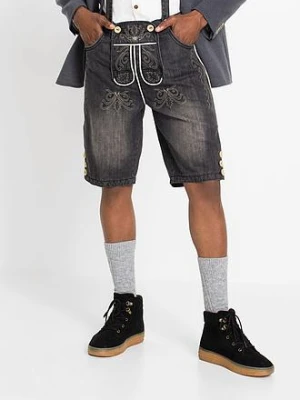 Bermudy jeansowe w ludowym stylu, regular fit BonPrix czarny