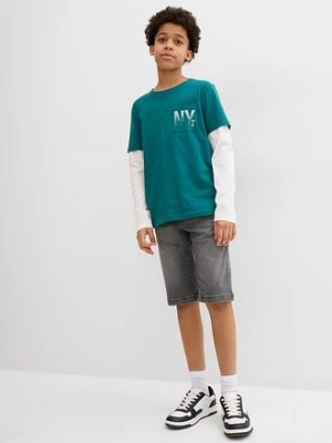 Bermudy dżinsowe z elastycznym paskiem, ze stretchem, regular fit bonprix