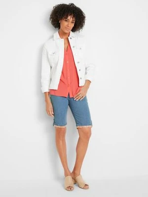 Bermudy dżinsowe z kolorowym wywinięciem bonprix