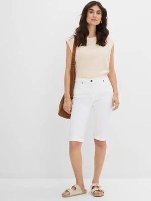 Bermudy dżinsowe ze stretchem i wygodnym paskiem bonprix