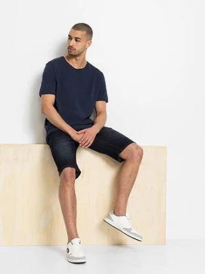 Bermudy dżinsowe ze stretchem i wzmocnionym krokiem, regular fit bonprix