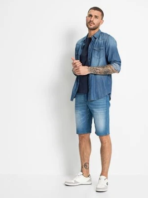Bermudy dżinsowe ze stretchem i wzmocnionym krokiem, regular fit bonprix