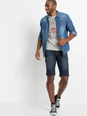 Bermudy dżinsowe ze stretchem o kroju slim fit bonprix