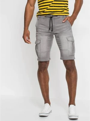 Bermudy dżinsowe ze stretchem, regular fit BonPrix szary
