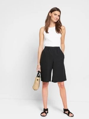 Bermudy high waist z mieszanki wiskozy z lnem bonprix