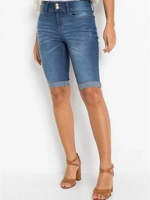 Bermudy jeansowe mid waist BonPrix niebieski
