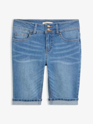Bermudy jeansowe mid waist BonPrix niebieski
