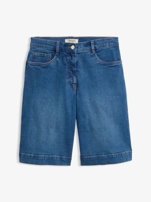 Bermudy jeansowe, mid waist, z bawełny organicznej BonPrix niebieski