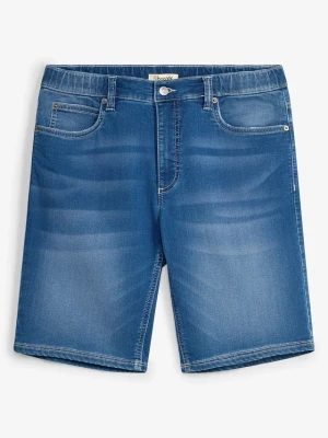 Bermudy jeansowe z dzianiny dresowej, z elastyczną wstawką w talii, regular fit BonPrix niebieski