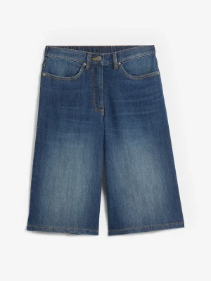Bermudy jeansowe z wygodnym pasem BonPrix niebieski