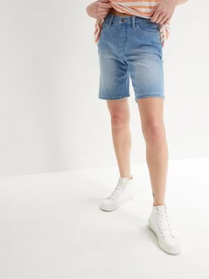 Bermudy jeansowe ze średnim stanem BonPrix niebieski