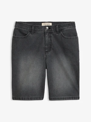 Bermudy jeansowe ze średnim stanem BonPrix czarny