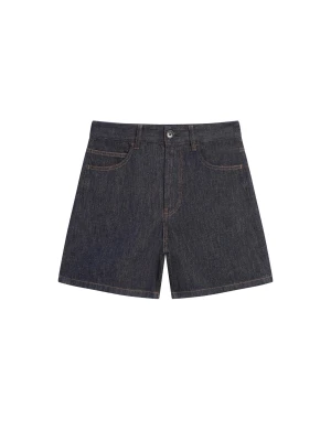 Bermudy Jeansowe Ze Średnim Stanem Total Look - Ciemnoniebieski - - Massimo Dutti - Kobieta