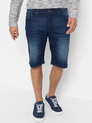 Bermudy jeansowe ze stretchem i wzmocnionym krokiem, regular fit BonPrix niebieski