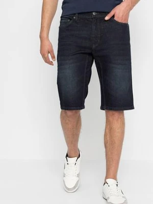 Bermudy jeansowe ze stretchem i wzmocnionym krokiem, regular fit BonPrix niebieski