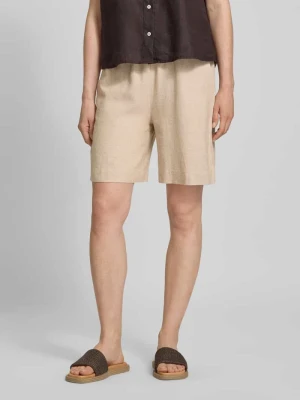 Bermudy lniane o kroju relaxed fit z tunelem model ‘Lava’ FREE/QUENT