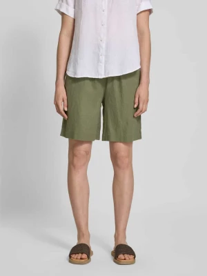 Bermudy lniane o kroju relaxed fit z tunelem model ‘Lava’ FREE/QUENT