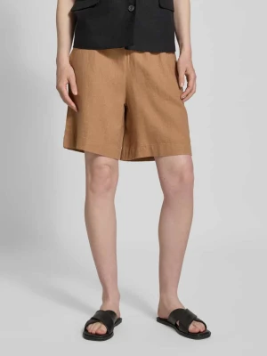 Bermudy lniane o kroju relaxed fit z tunelem model ‘Lava’ FREE/QUENT