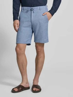 Bermudy o kroju slim fit z mieszanki bawełny i lnu model 'BRODY' Selected Niebieski melanż