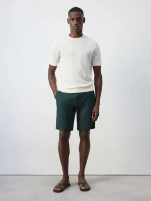 Bermudy regular fit 100% len ciemnozielony - Mężczyzna - MANGO MAN