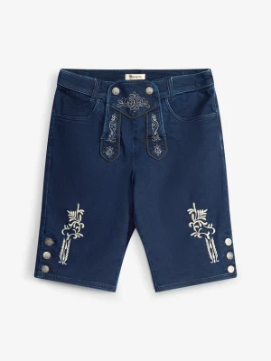 Bermudy w ludowym stylu z denimu dresowego z gumką w pasie BonPrix niebieski