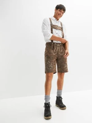 Bermudy w ludowym stylu, ze sztucznej skóry bonprix