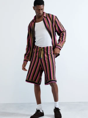bermudy w paski z dzianiny Desigual